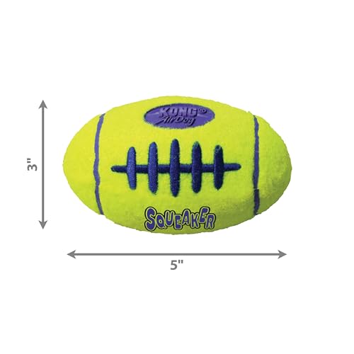 KONG – AirDog Football – Quietschendes, Federndes Apportierspielzeug aus Tennisballmaterial – Für Mittelgroße Hunde