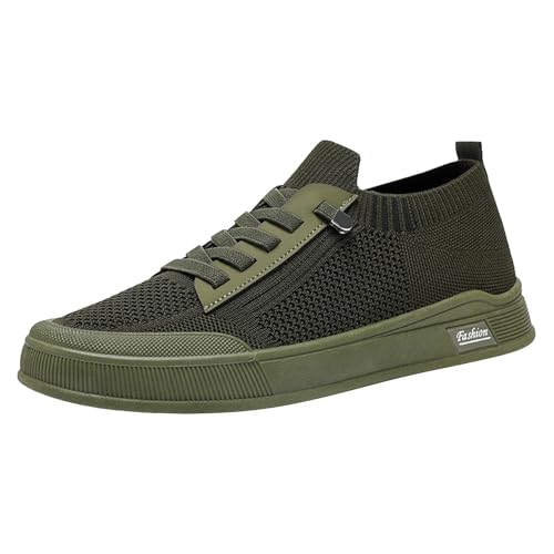 Aterproof - Zapatillas deportivas de moda para primavera y verano para hombre, parte inferior plana, malla ligera, transpirable, antideslizante, cómoda, color sólido, características simples: tenis