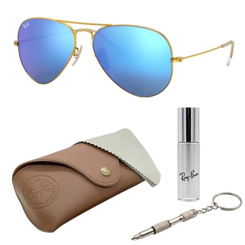 Image of Ray-Ban RB3025 AVIATOR FLASH LENSES Pilot Shaped Sunglasses for Men & Women with Official RAYBAN Eyewear Kit