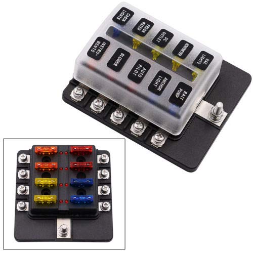 FidgetGear 10 Way Car Camper Fuse Box 12V Circuit ATV ATO Blade Holder