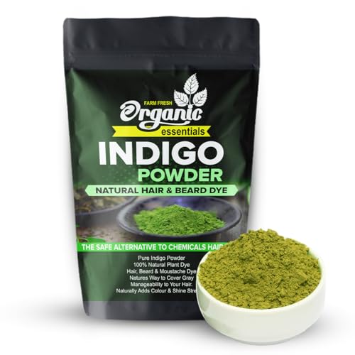 Organic Essentials Indigo Powder for Hair Black - Natural Hair & Beard Dye | A+++ Grade Indigo Leaf Powder for Men & Women | Perfect for Hair Care & DIY Beauty Recipes
