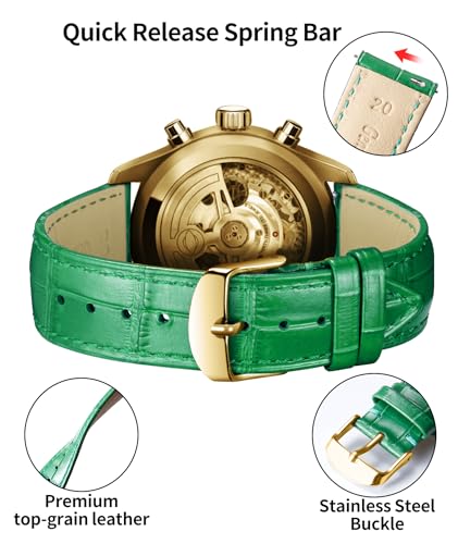 Image of BINLUN Leather Watch Band Genuine Calfskin Replacement Watch Strap Quick Release Crocodile Pattern 10 Colors 13 Sizes for Men Women(10mm,12mm,14mm,16mm,17mm,18mm,19mm,20mm,21mm,22mm,23mm,24mm)
