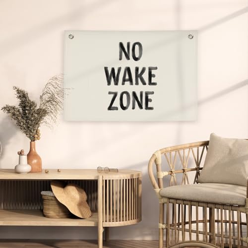 Image of Kids Room Decor No Wake Zone Surf Nursery Playroom Decor Canvas Banner,Coastal Baby Room Decor,Beach Nursery Decorations,Lake House Nautical Wall Hanging Flag Canvas Banner 30x20 Inch
