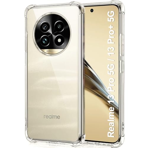 Image of TheGiftKart Crystal Clear Back Cover Case for Realme 13 Pro / 13 Pro Plus 5G | Shockproof Soft TPU Case | Cushioned Edges for Ultimate Protection Back Cover Case (TPU, Transparent)