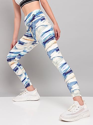 Image of TECHNOSPORT Womens Skinny Fit Activewear Tights for Running, Gym, Sports and Regular Use, Antimicrobial and Printed