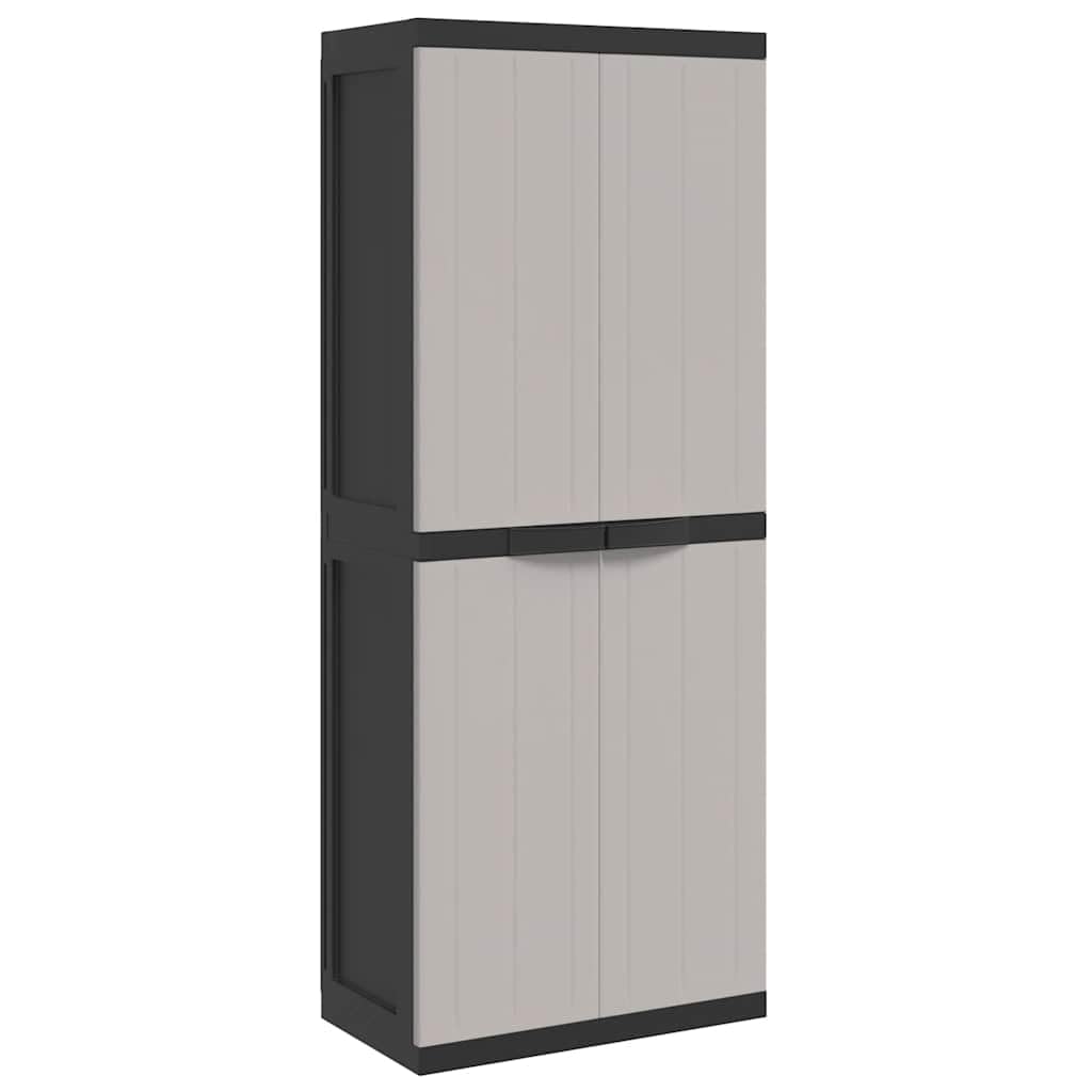 Genérico Armario de almacenaje Exterior PP Gris y Negro 65x37x165 cm,Mobiliario,Armarios y Almacenamiento,Taquillas y armarios de Almacenamiento,364201