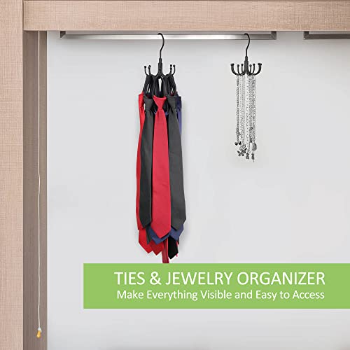 Omhomety 2 Stück Gürtelhalter Gürtel Aufbewahrung, Drehbarer Metall Gürtel Organizer Kann bis zu 48 Gürtel Aufnehmen, Platzsparender Gürtelaufhänger Kleiderschrank Organizer,Schwarz