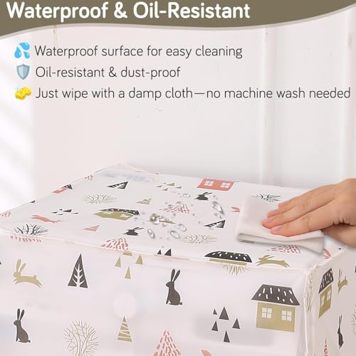 Image of HOKIPO Top Load Washing Machine Cover | Waterproof & Dustproof PEVA Protective Cover for 6kg, 6.5kg, 7kg & 7.5kg Fully Automatic Top Load Machines | Size 60x63x87 cm, Woodland Village (NEW-AR-5879-D4)