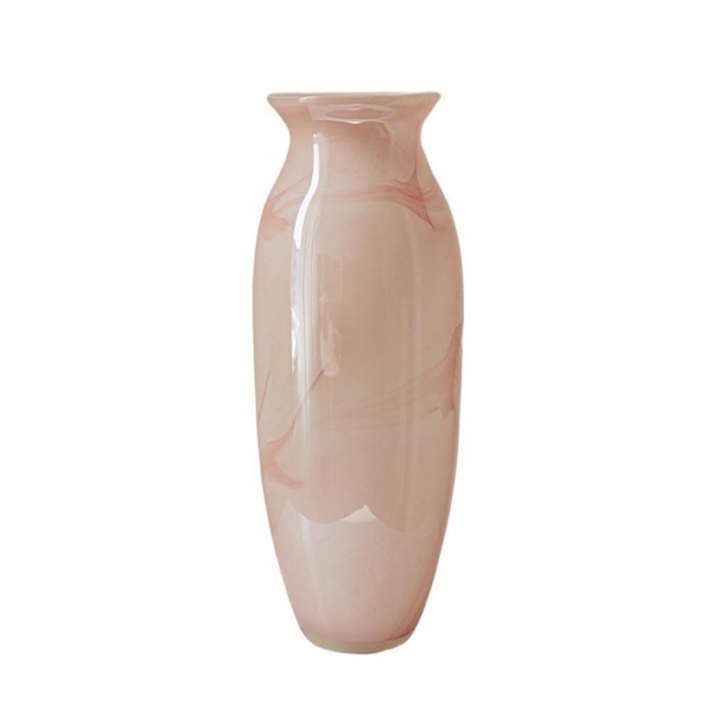 Vase en verre texturé rose fait main grand modèle pour salon et porche