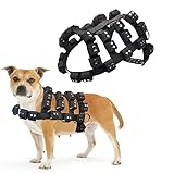 Recomendado para perros pequeños, medianos y grandes: el arnés para perro sin tirones con bolsillos está disponible en 5 tamaños XS/S/M/L/XL, el chaleco de pesas ajustables se adapta a pesos de perro de 25 libras a 165 libras (los 5 tamaños), la casi raza de perro se puede llevar arnés táctico pesado para perro