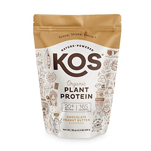 KOS Plant Based Protein Powder, No Erythritol, Chocolate Peanut Butter