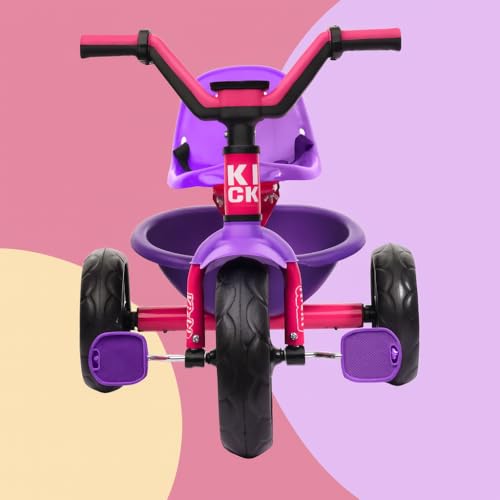 Image of Luusa KICK TRICYCLES for Kids | Kids Tricycle with Adjustable Seat Belt and Safety Features | Durable Frame | Suitable for Ages 1-5 Years | Multiple Colors Combo Made in India (Pink)