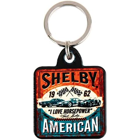 Shelby I Love Horse Power Square Metal Keychain - Heavy Duty Stainless Steel Construction - Officialy Licensed Shelby® Product - Made in the USA, Black, 1.5" Cover