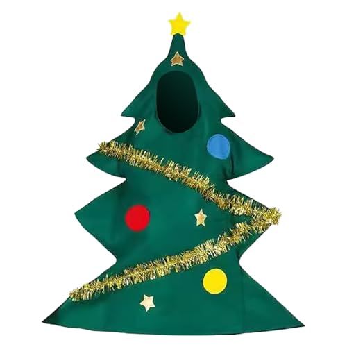 Generisch Disfraz de árbol de Navidad para niños, vestido de fiesta brillante, manga corta, diseño de lunares, elegante con capucha, disfraz festivo de carnaval, Verde oscuro., XL