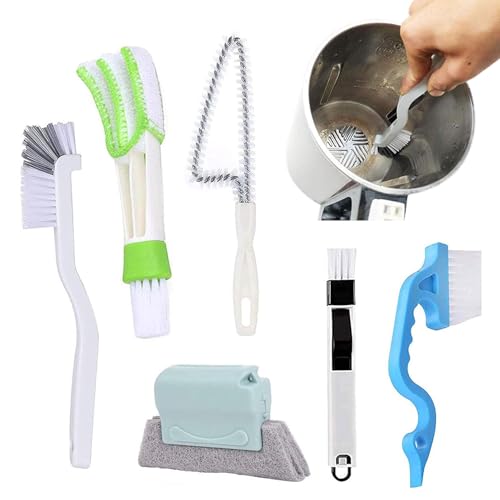 Lot de 6 brosses de nettoyage pour rainures de fenêtre, porte, nettoyage de tous les coins et espaces, kit de nettoyage pour tous les coins et espaces, fentes de fenêtre