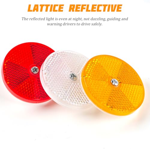 Image of Car Front Round Reflector, 16PCS 2.36 inch Safety Vehicle Reflectors with Center Mounting Holes & Screws, Reflective Marker for Driveaway Fence Gate Post, Universal for Truck Sedan SUV (Red)