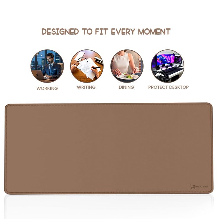 Image of Desk Mat 60x30 cm (11 x 23 inch) Khaki | Large Mouse Pad for Office Computer Laptop Keyboard | Waterproof Anti-Slip Rubber Base Desk Mat