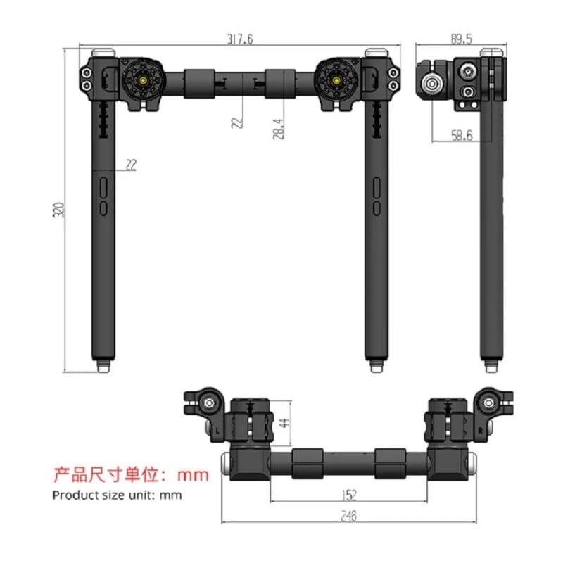Manillar de separación para motocicleta barra de dirección ajustable de 22mm 2