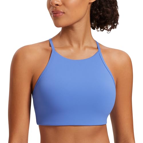Image of CRZ YOGA Butterluxe High Neck Y Back Sports Bra | Light Support, Removable Pads, Yoga, Extremely Soft, Spaghetti Straps, Keyhole, for Women