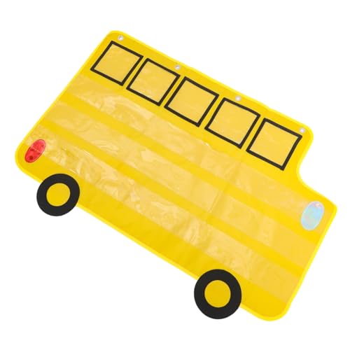 KALLORY Alphabet Pocket Chart for Classroom Wall Hanging School Bus Decor Pockets for Sentence Cards Early Learning Organizer
