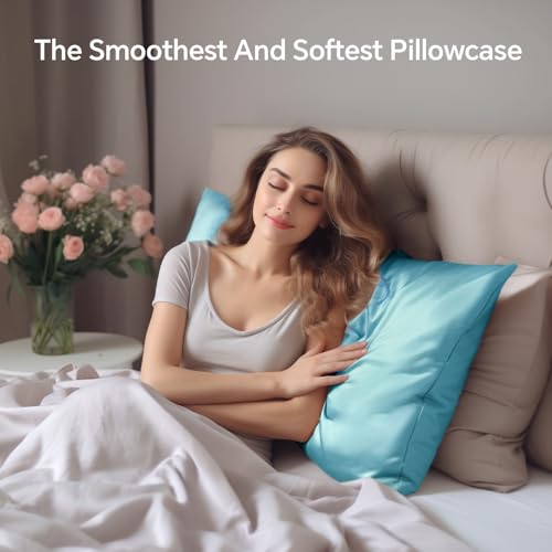 Image of INFIIXSO Body Pillow Cover with Zipper, Luxury Mulberry Silk Long Body Pillow Case 20x54 Inches, Ultra Smooth and Soft Cooling Body Pillow Pillowcase, Gift for Women, Men(Ocean Mist)