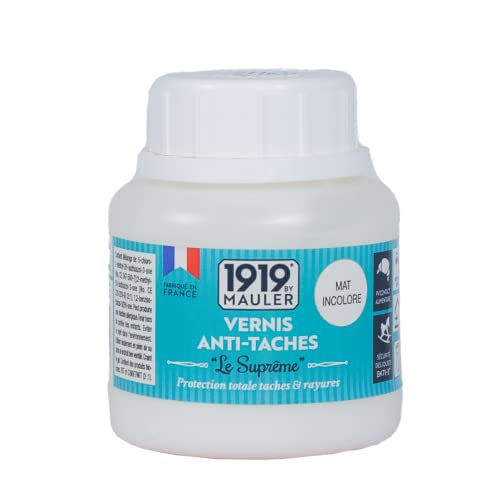 1919 by MAULER Vernis meuble, cuisine & bains - Anti-Tache & sans odeur - Incolore Mat 'Le Suprême' 125ml PV CONTACT ALIMENTAIRE, ECOLABEL, FR19M_VATL_MA_INCO_0.125