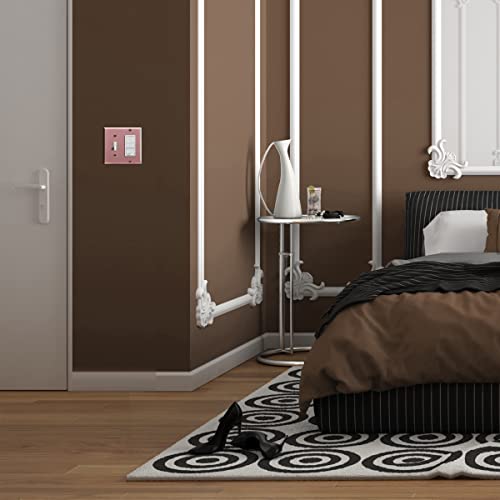 Image of ENERLITES Combination Toggle Switch and Decorator Receptacle Metal Wall Plate, Corrosion-Resistant, Stainless Steel 201, Standard Size 2-Gang 4.50 inch x 4.57 inch, UL Listed, 771131-PRG, Polished Rose Gold