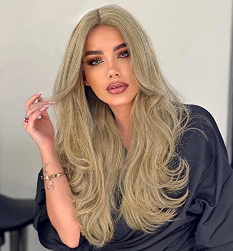 AISI HAIR Blonde Wigs for Women Long Wavy Wig Synthetic Layered Wig for Daily