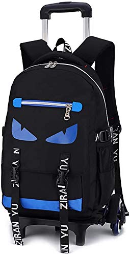 L&WB Kinder-Trolley-Rucksack, Rucksäcke Auf Rollen Mit Entfernbar Zugstange Ziehen Wasserdicht Nylon Rollender Rucksack Schultasche 7-14 Jahre Alt,B Cover