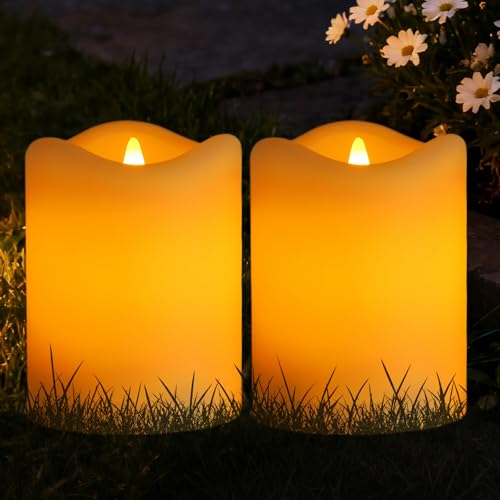 Bougies solaires extérieures étanches flamme vacillante ambre sans flamme