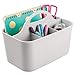 mDesign Plastic Small Office Storage Organizer Utility Tote Caddy with Handle for Cabinets, Desks, Workspaces - Holds Desktop Office Supplies, Pencils, Staplers Lumiere Collection, 2 Pack, Light Gray
