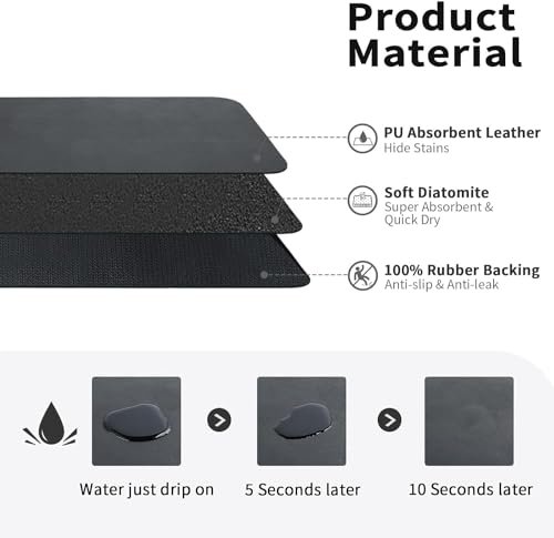 Image of VHKD Dish Drying mat for Kitchen Water Absorbent mats for Kitchen Utensils Large Dry mat for Kitchen Utensils Drying mat Water Absorbent mats for Kitchen Large Size (Grey 60x40cm)