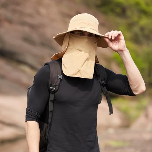 Image of Sun Hats for Men Women Fishing Hat UPF 50+ Breathable Wide Brim Summer UV Protection Hat