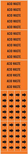 Marqueur pour tuyau d'évacuation acide Brady Legend orange lot de 5 cartes 7320-3C-PK