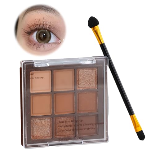 Eyeshadow Paleta de Sombras de Ojos, Mate en Tonos Nude y Marrón, Larga Duración, Maquillaje de Sombra Mate Profesional, Polvo Cosmético para Sombra, Alta Pigmentación, con Cepillo de Doble Extremo