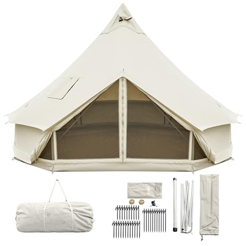 KingCamp Barraca de sino de lona para acampamento, 4 estações, ba...
