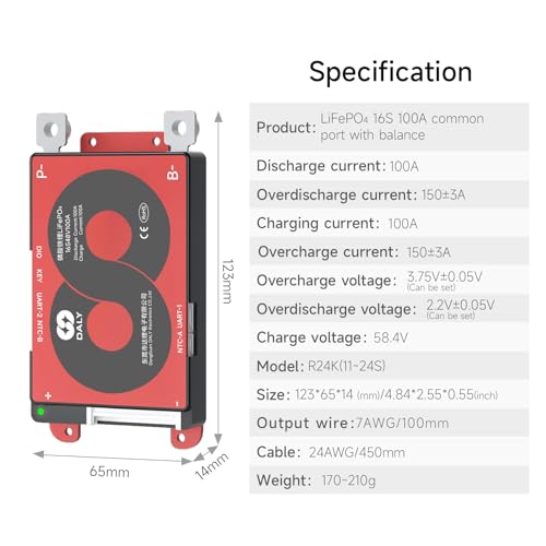 Image of DALY Smart BMS 16S 48V 100A LiFePO4 with WiFi Bluetooth Module CAN RS485 | Lithium Battery Protection. Real-Time Remote Monitoring. Designed for RV, Golf Carts, Home Energy Storage
