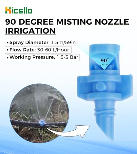 250PCS 90 Degree Misting Nozzle Irrigation, Sprinklers Sprayer for Garden Irrigation System, Micro Sprayer Refraction Automizing Drippers