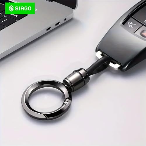 Image of SIAGO TPU Key Cover and Round Key Chain Compatible with Kia 3 Button Flip Key (Black )