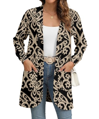 Image of YSYOKOW Cardigan Sweaters for Women Long Sleeve Open Front with Pockets | Long Cardigans for Women Lightweight Soft Casual Dressy Loose Fit Cardigan Sweater with Pockets for Work and Office
