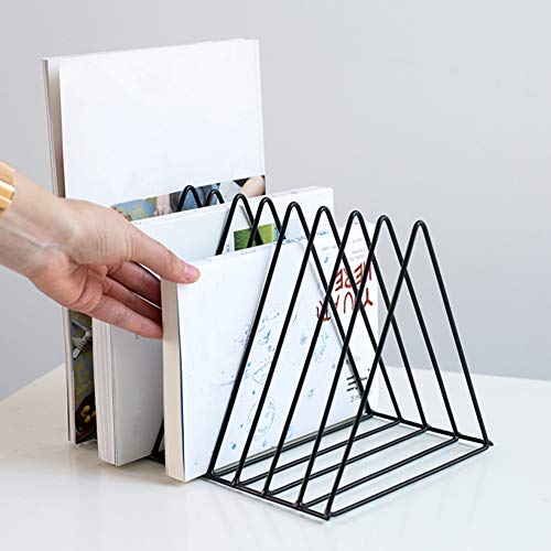 Record Rack,Magazine Holder,Newspapers Holder,Letters Storage,Desktop File Sorter Organizer Triangle Bookshelf Decor Home Office,Photography Props