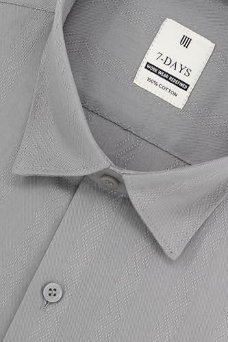 Image of 7-DAYS Men's Premium Formal Shirts - Regular Fit, Full Sleeve, 100% Pure Cotton, Self-Design, with Pocket - Stylish Office Shirts for Men