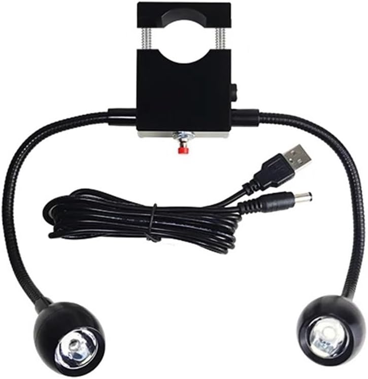 Microscope Accessories Kit 6W 6500K Microscope USB Dual LED Gooseneck Adjustable Spot Light Illuminator Lamp for Industry Stereo Digital Camera Solder Repair Microscope Slides