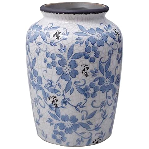 Vintage Blue and White Ceramic Vase Cover