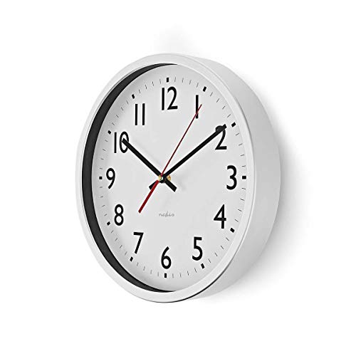 CABLEPELADO Reloj de Pared, Reloj Pared silencioso, Reloj Oficina, Reloj Cocina, Reloj Dormitorio, Movimiento Cuarzo silencioso, Reloj Pared, Reloj Decorativo, Marco Metálico Esfera Blanca, 30 cm