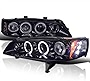Spec-D Tuning LED + Halo Pro Headlights Glossy Black Housing Smoke Lens Compatible with 1994-1997 Honda Accord 2 Door Coupe, 1994-1997 Honda Accord 4 Door Sedan Left + Right Pair Headlamps Assembly