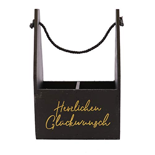 Knüllermarkt Amazon 31892-001 I Holz Tasche schwarz weiß I Herzlichen Glückwunsch Träger Geburtstag Geschenk Deko Cover