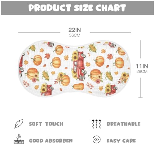 2 Pack Muslin Burp Cloths Fall Pumpkins Trucks Cotton Baby Burp Cloths Extra Absorbent and Soft Burping Cloth for Baby Boys Girls, Large 22" x 11"2