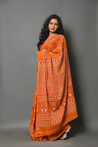 Shivanya Handicrafts Women's Plain Weave Cotton Saree with Blouse Piece (SH-0165_Multicolour )