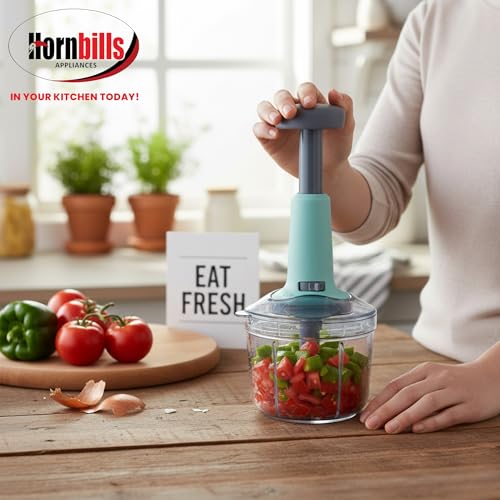 Image of HORNBILLS Push Chopper with 4 Blades 1000 ML Handy & Compact Chopper